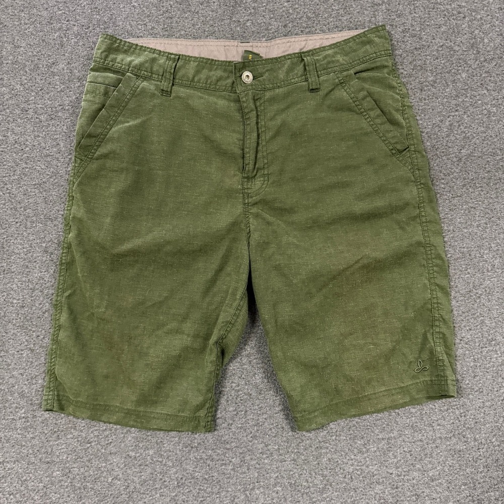 Modern Prana Sutra Shorts Mens 34 Green Excellent Hemp Blend Cargo Hiking